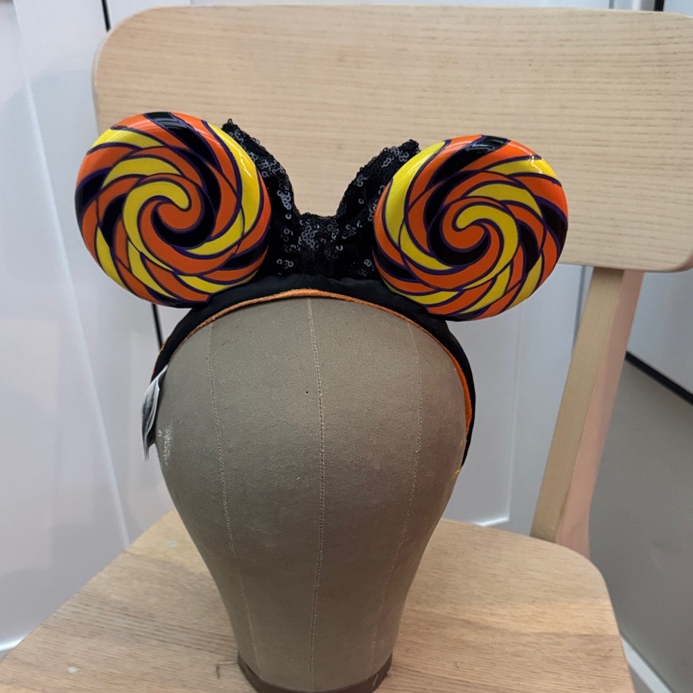 Disney Halloween Mickey Ears Black and Orange Swirl - Picture 2 of 3